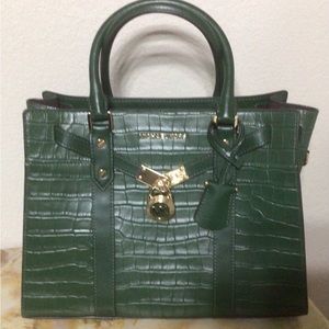 Michael Kors Green Leather Hamilton NWOT